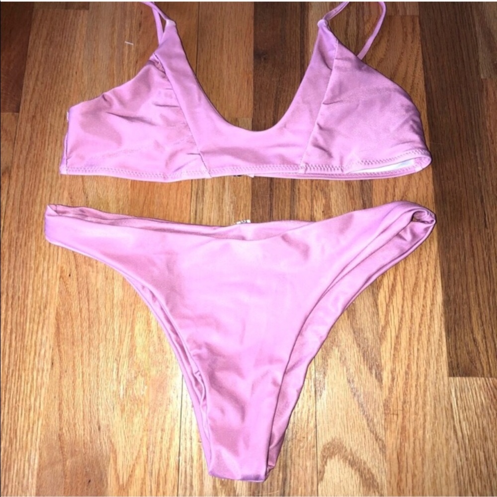 Blushing Lilac colored cheeky bikini swim suit